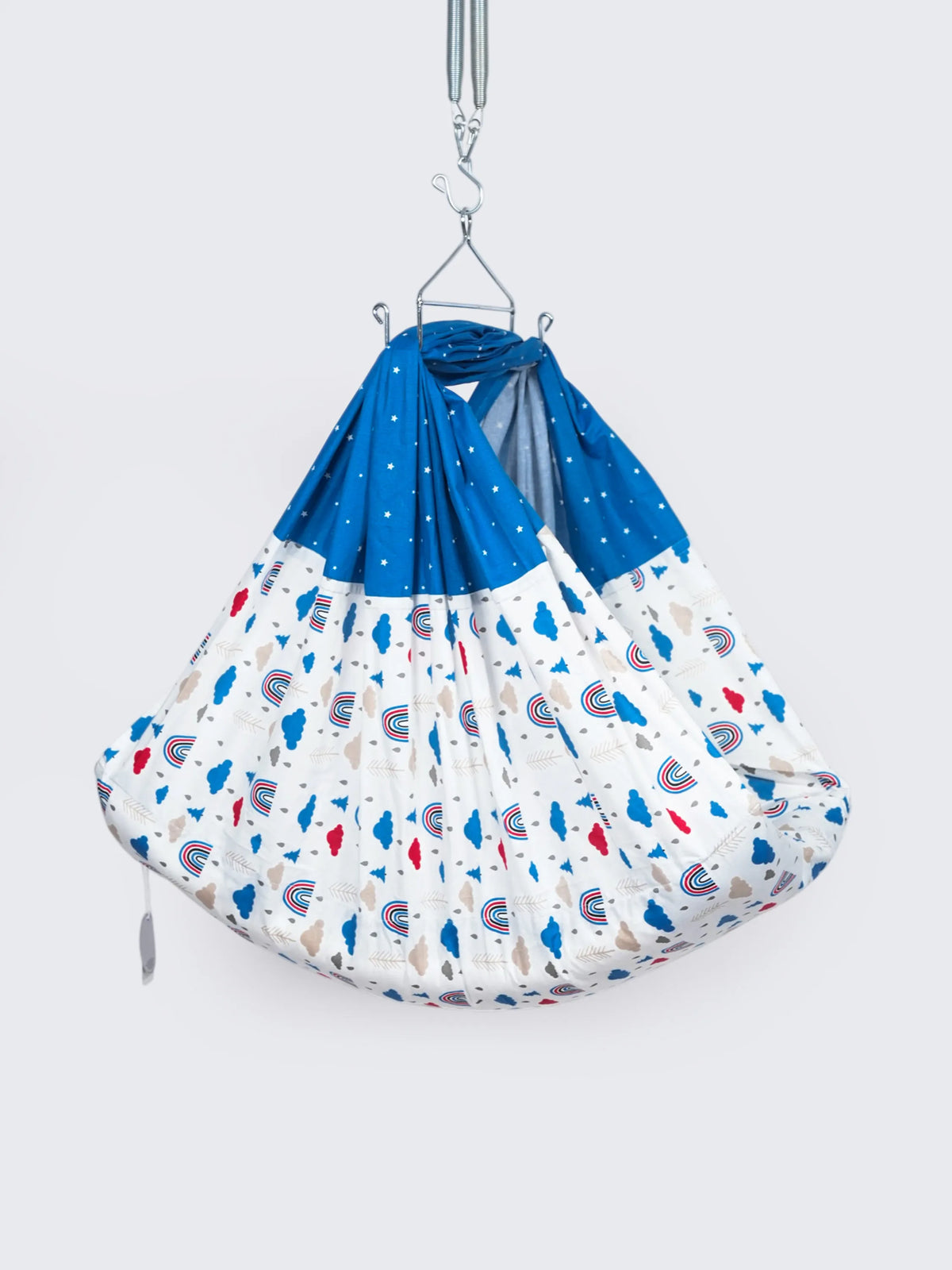 Queen Removable Bed Cradle/Thottil/Jhula Combo - Cloud & Rainbow Print