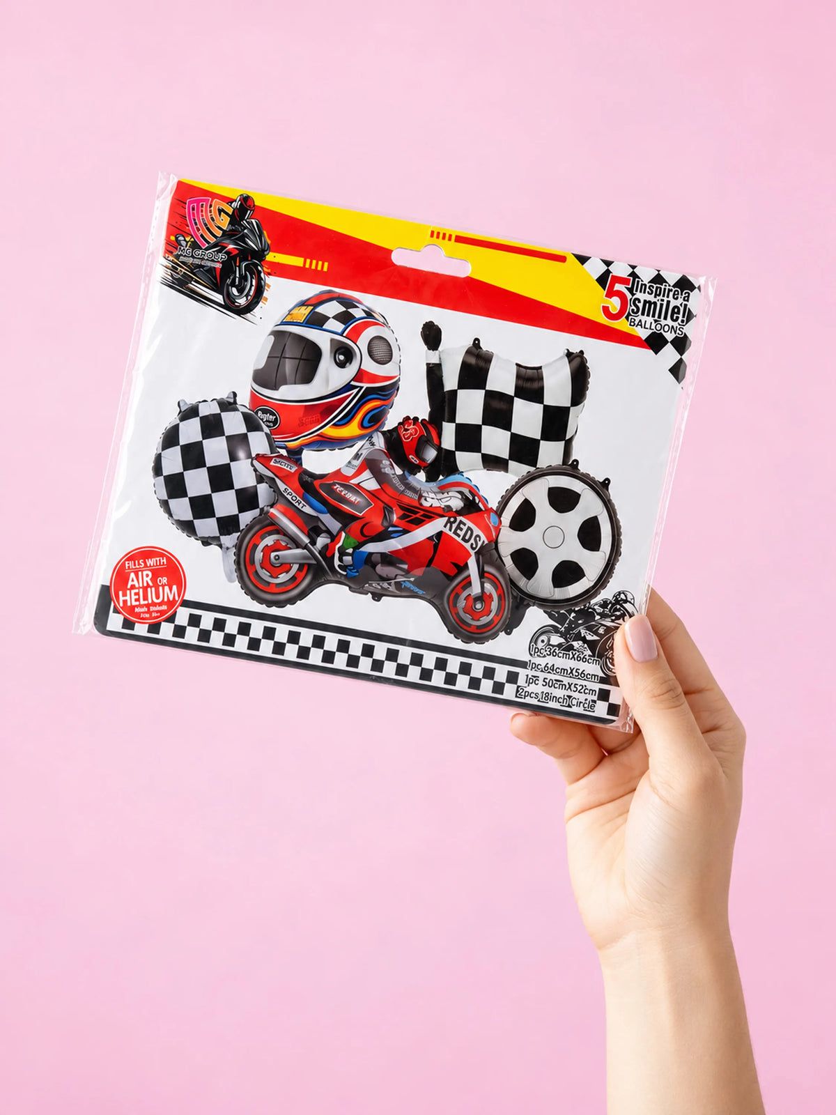 5-Piece Racing Motorcycle Foil Balloon Set