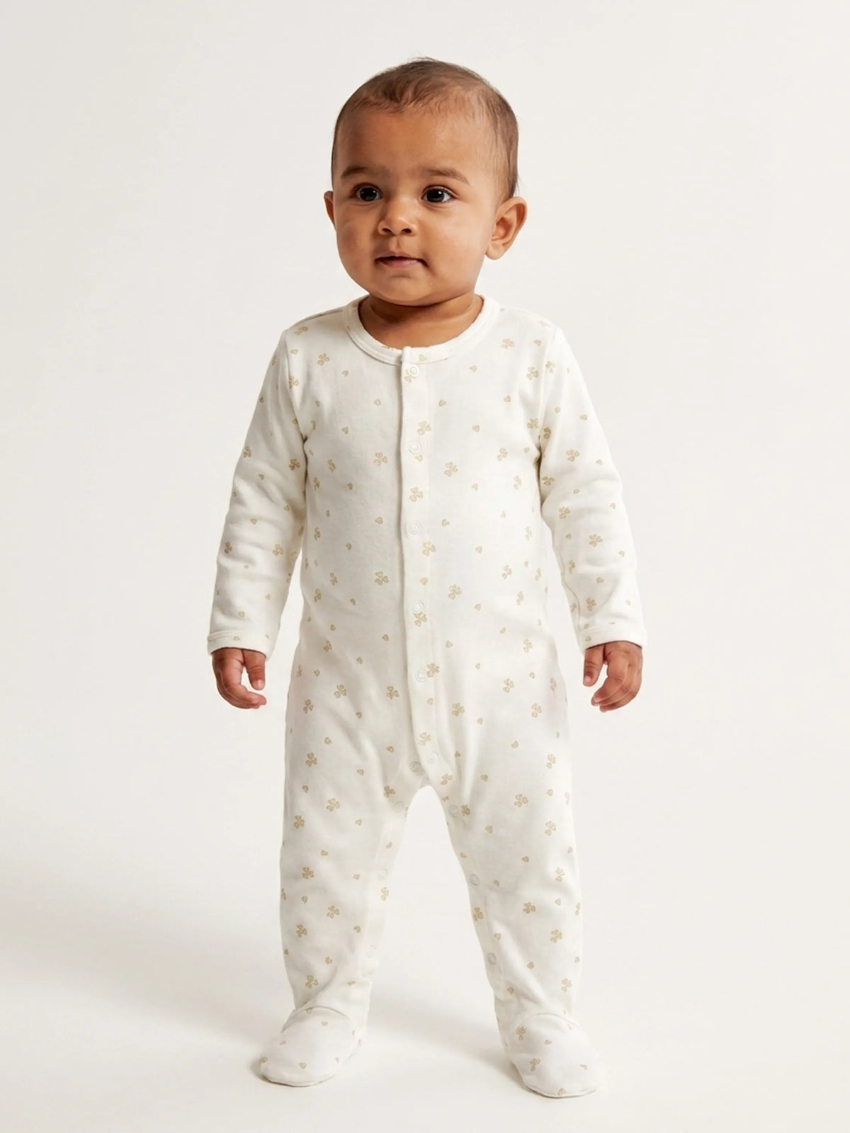 Baby Ivory Printed Footed Sleepsuit