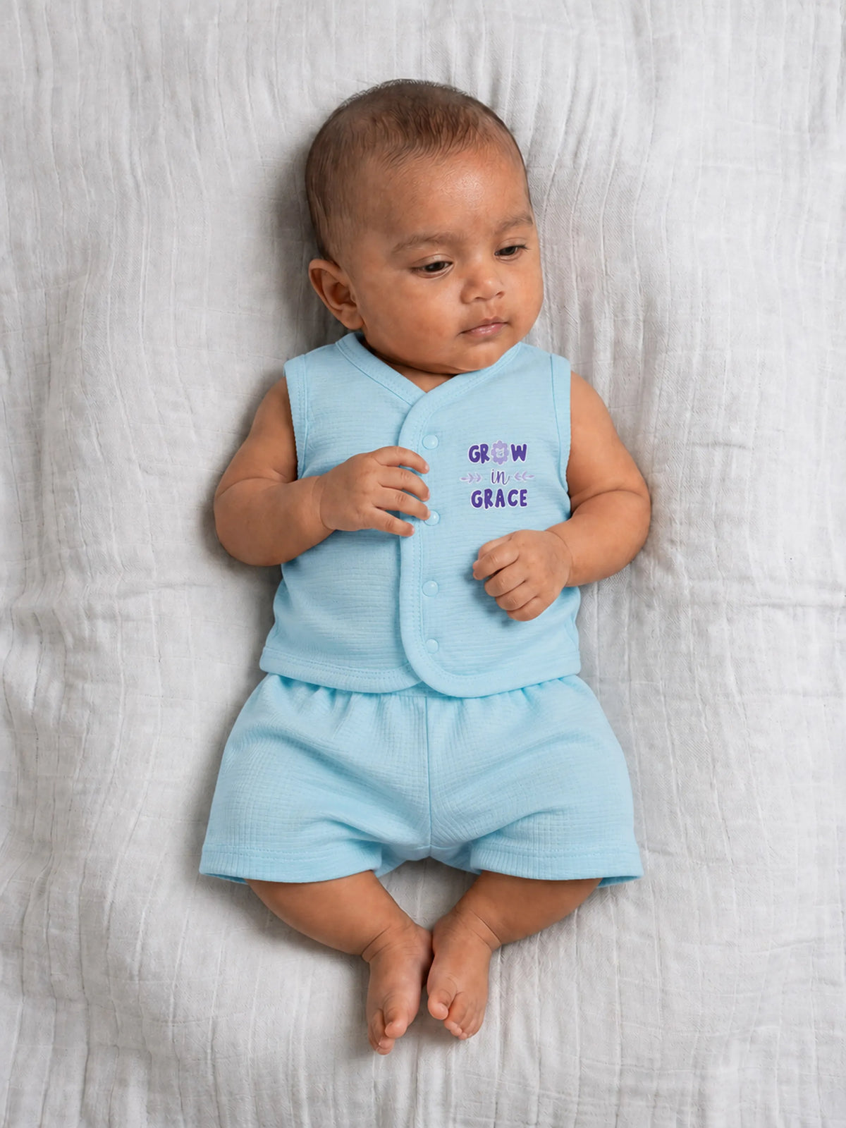 Baby Sleeveless Jabla & Shorts Set - Blue