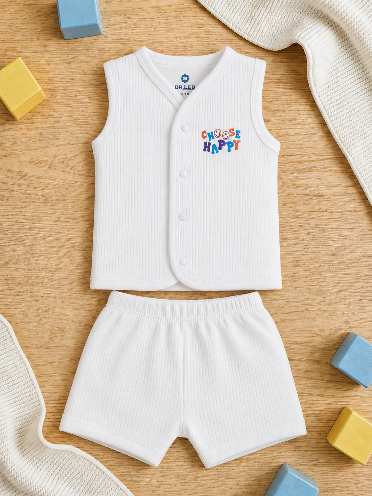 Baby Sleeveless Vest & Shorts Set - White