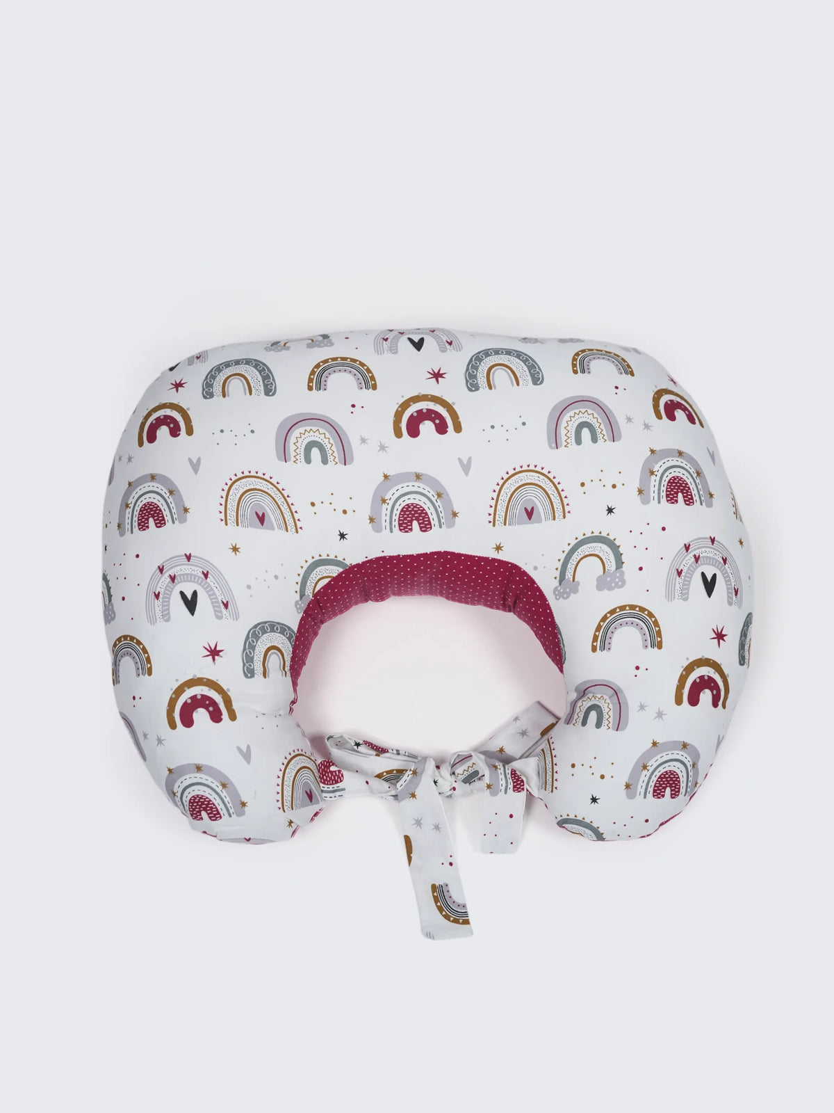 Baby Feeding Pillow - White & Maroon