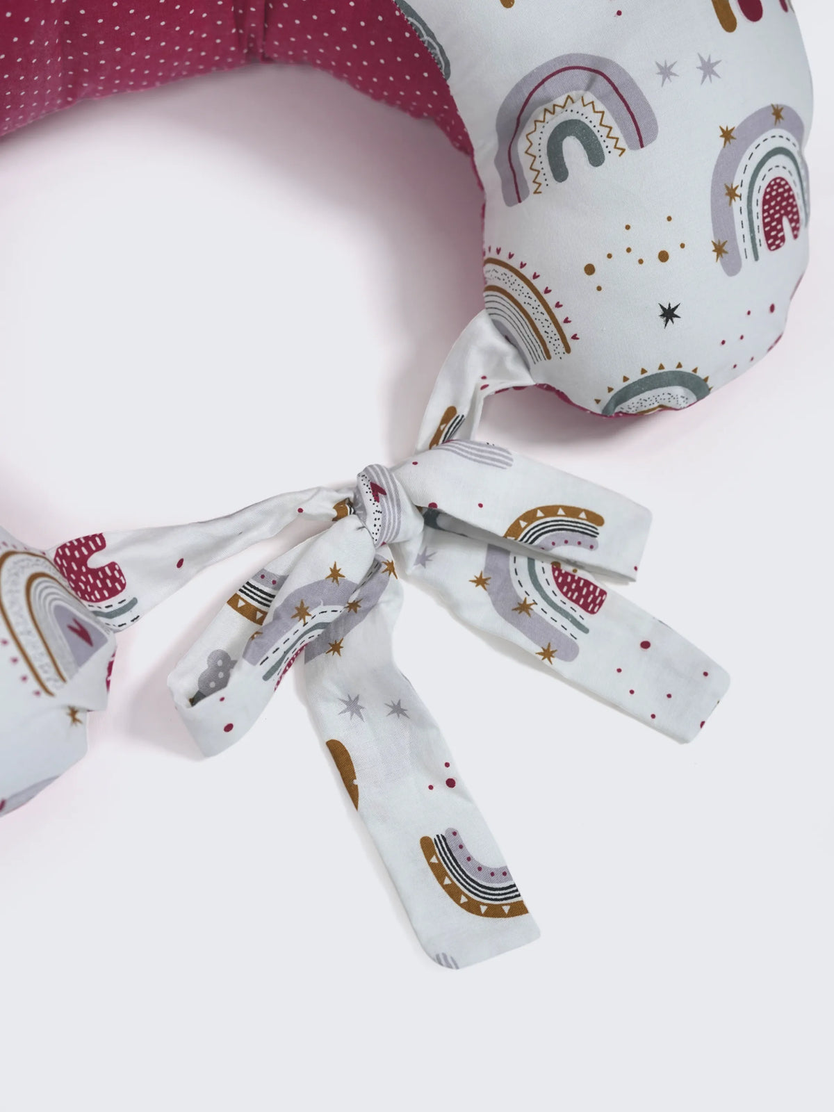 Baby Feeding Pillow - White & Maroon