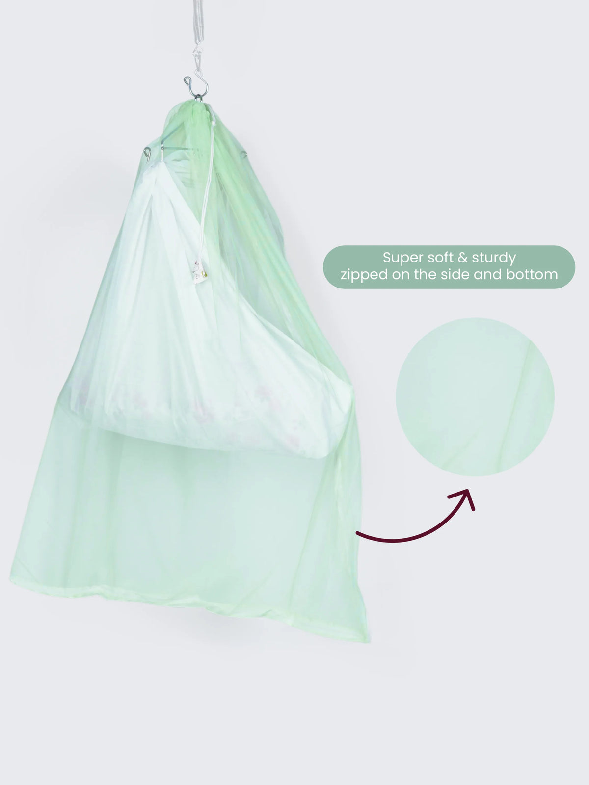 Soft Mosquito Cradle Net - Mint Green