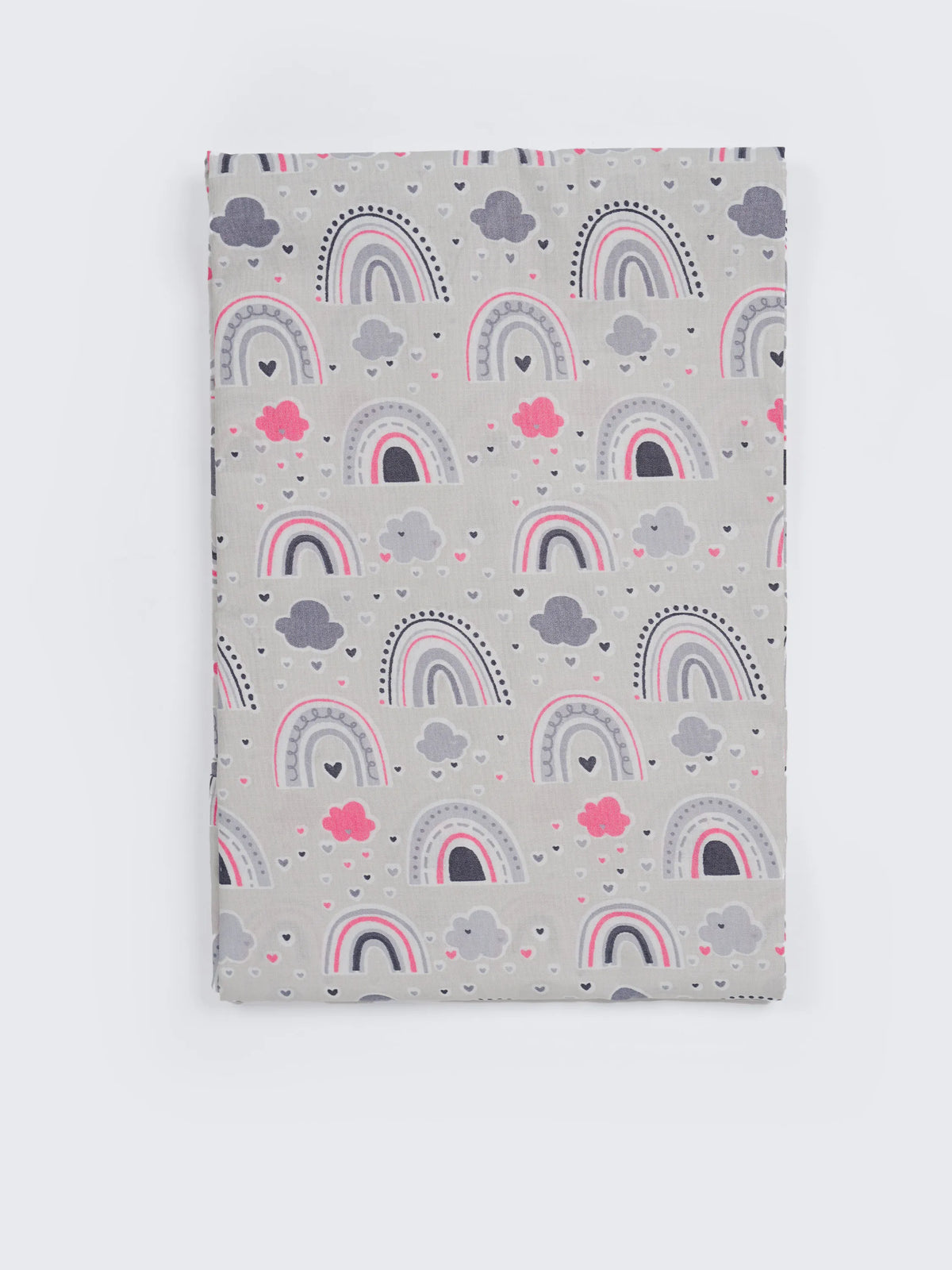Rainbow & Cloud Print Grey Baby Cloth Cradle - Thottil/Jhula