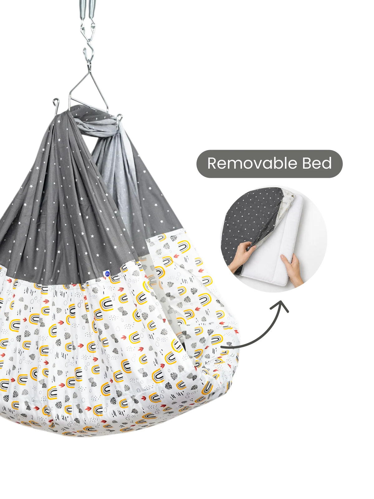 Royale Removable Bed Cradle Combo - Rainbow & Leaf