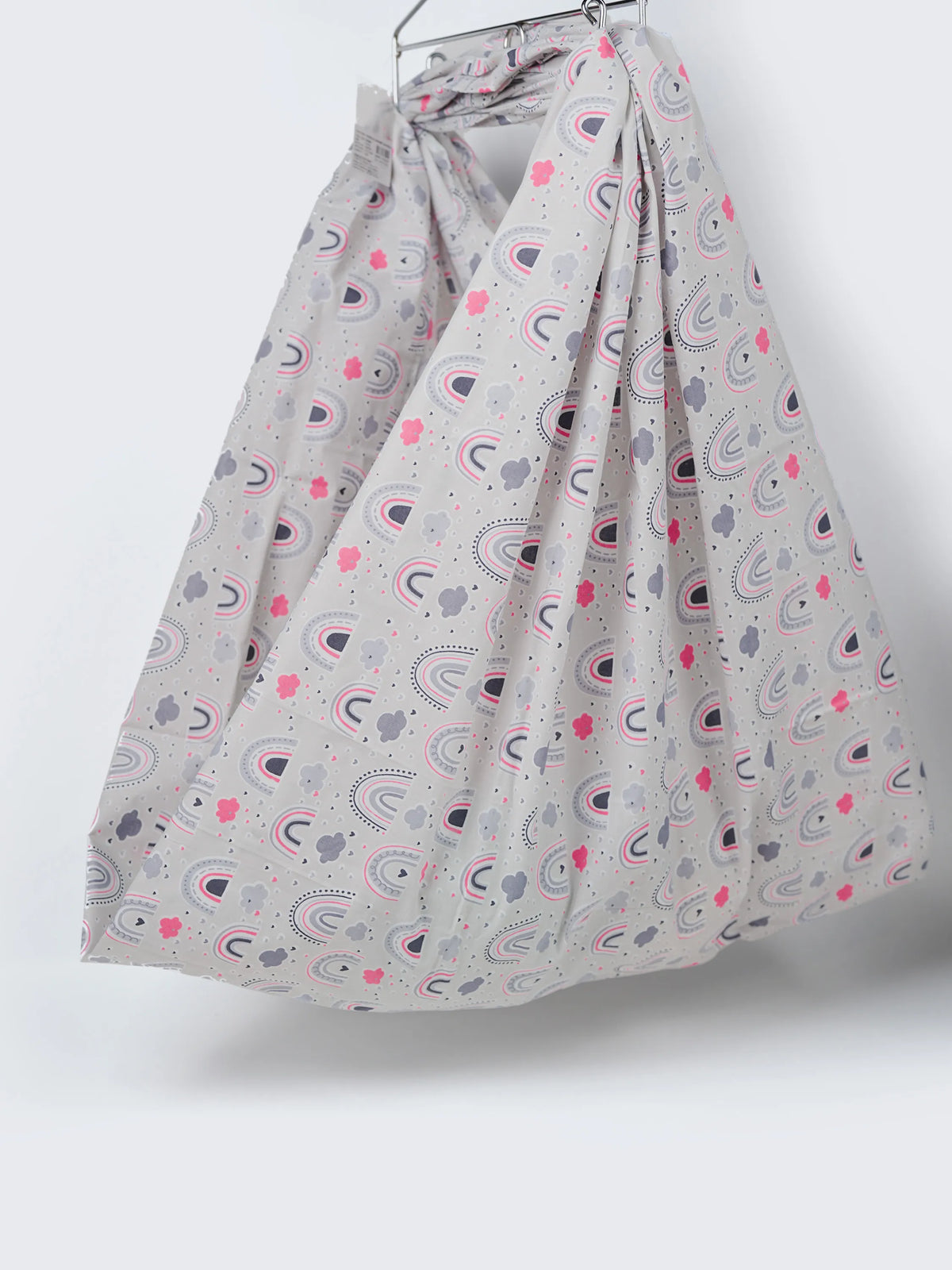 Rainbow & Cloud Print Grey Baby Cloth Cradle - Thottil/Jhula