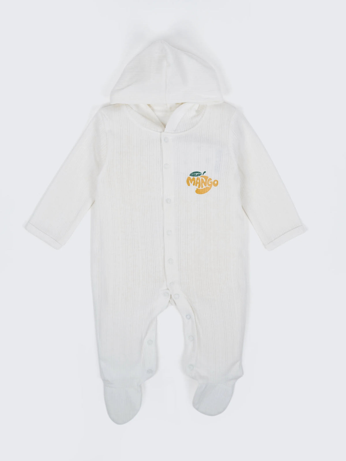 Unisex Baby Hooded Sleepsuit - White