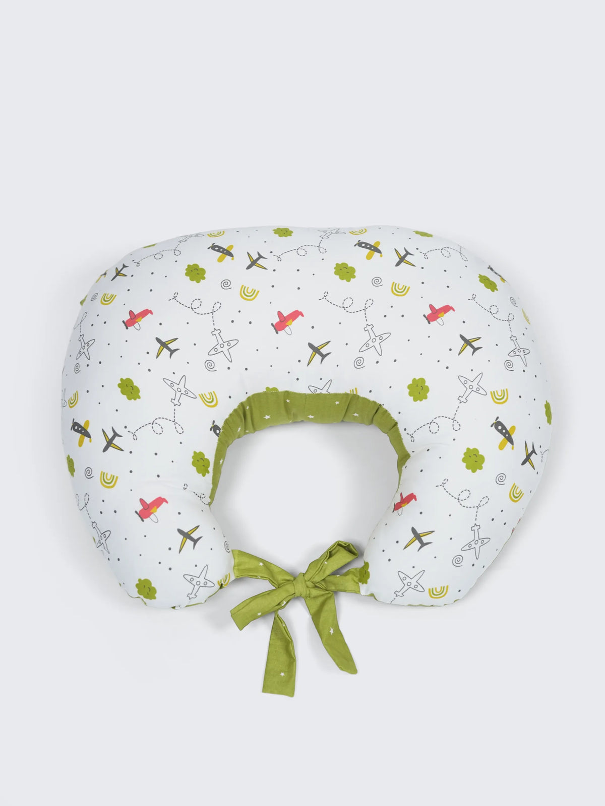 Baby Feeding Pillow - White & Olive Green