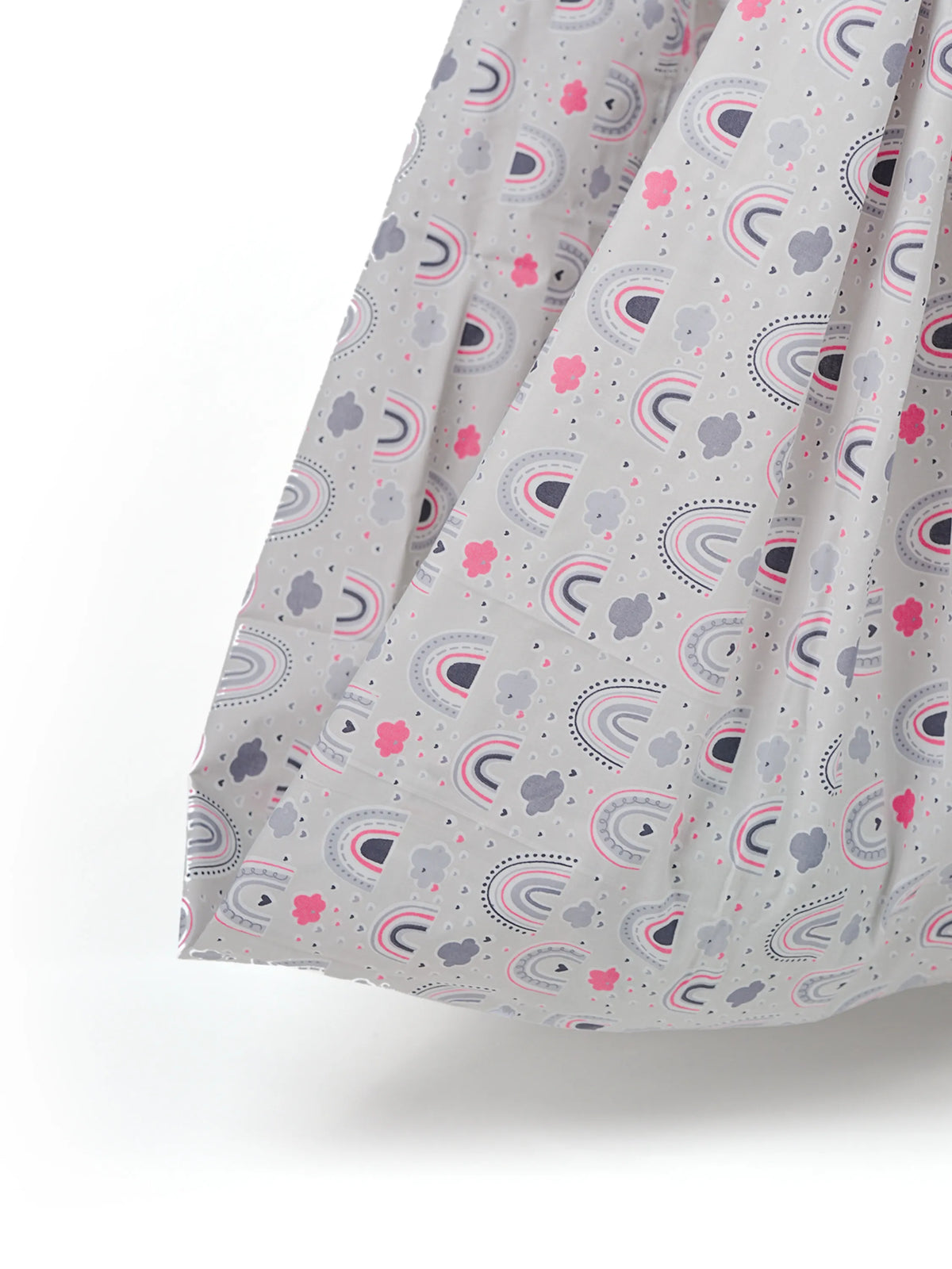 Rainbow & Cloud Print Grey Baby Cloth Cradle - Thottil/Jhula