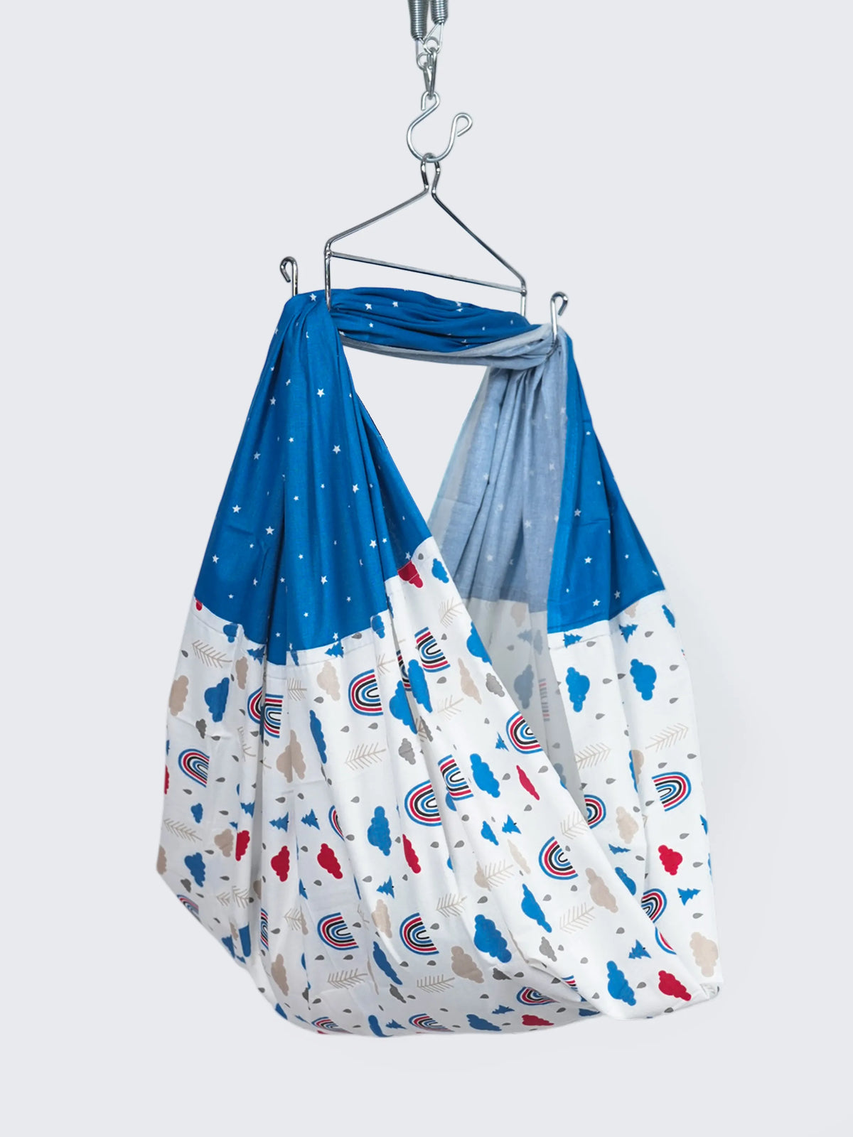 Twill Mix & Match Thottil/Jhula/Cradle Cloth with Net - Rainbow & Cloud