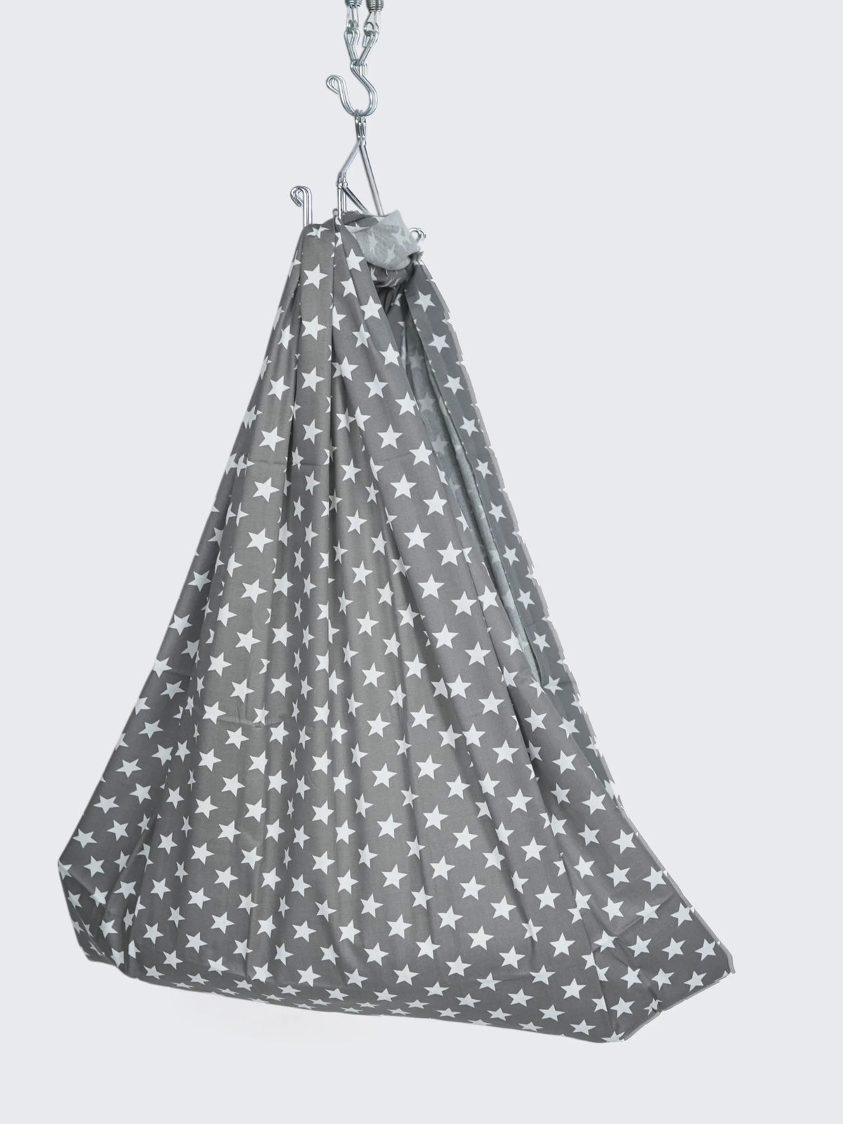 Twill Star Baby Cradle Cloth - White With Charcoal Grey