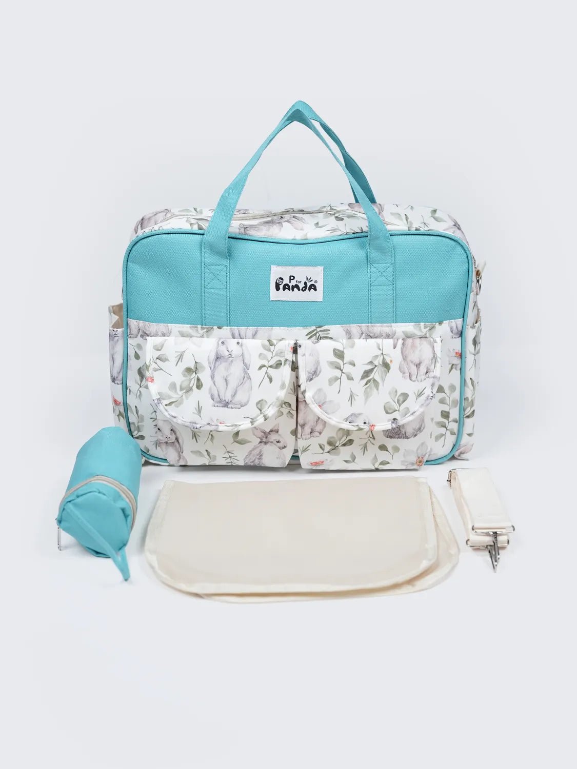 Blue Bunny Baby Diaper Bag & Changing Mat Set