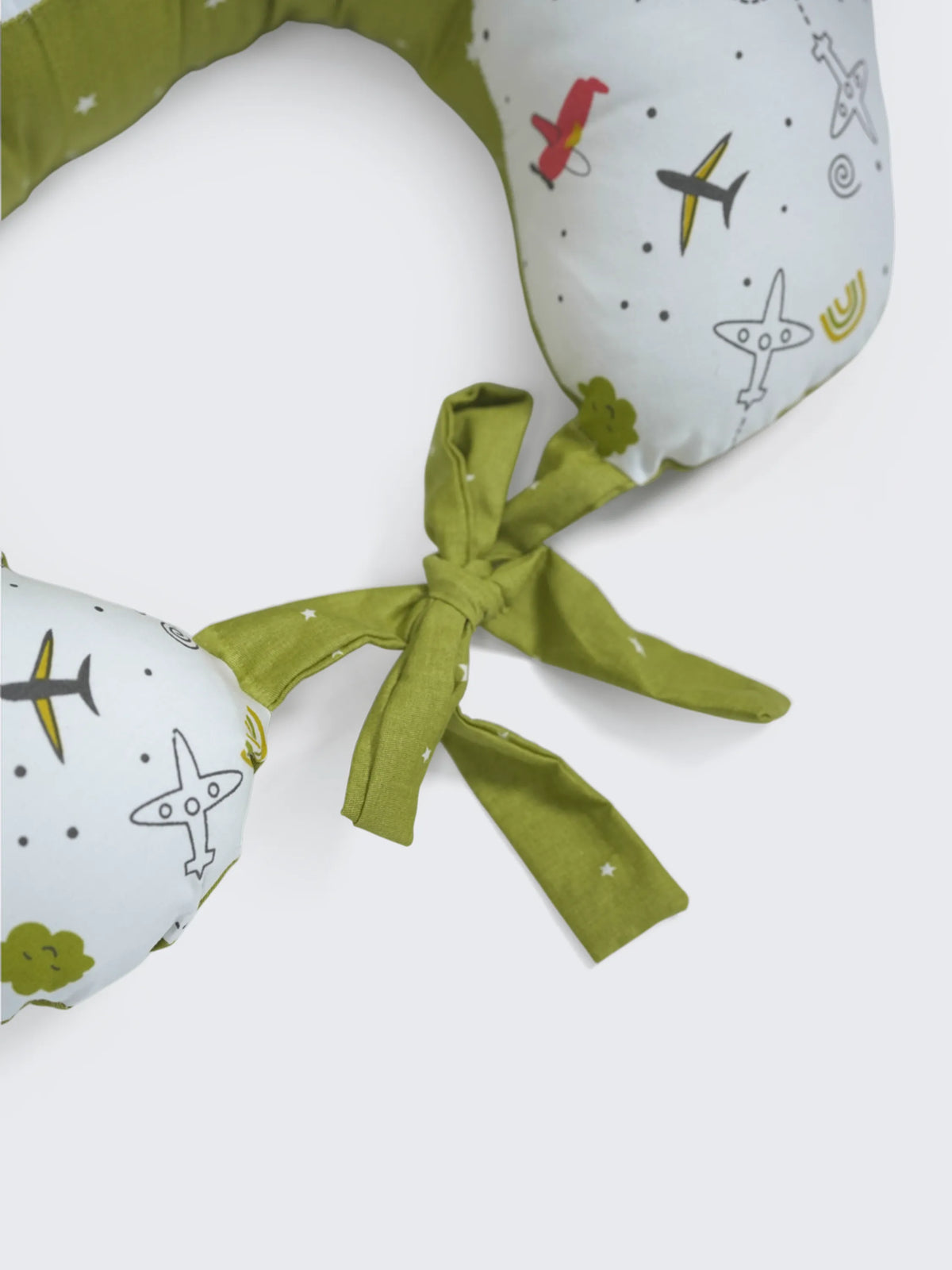 Baby Feeding Pillow - White & Olive Green