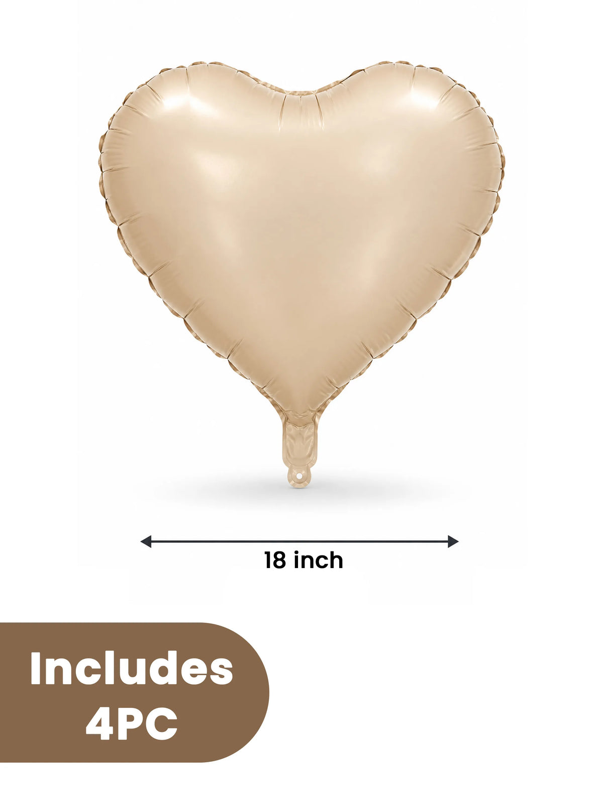 Heart Foil Balloon Metallic Mylar Brown & Cream 10-Piece