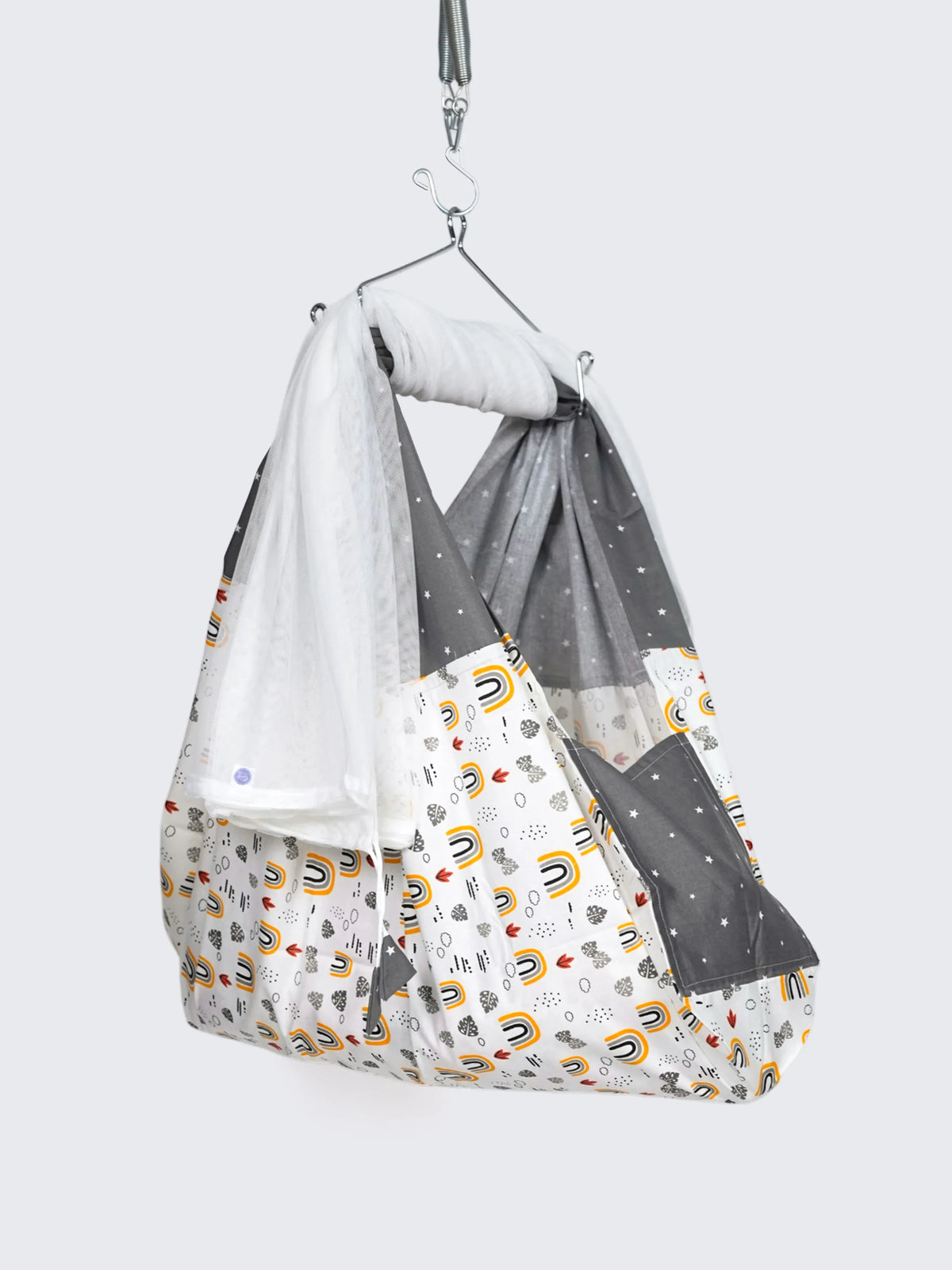 Twill Baby Cradle Safeguard Set - Rainbow & Leaf