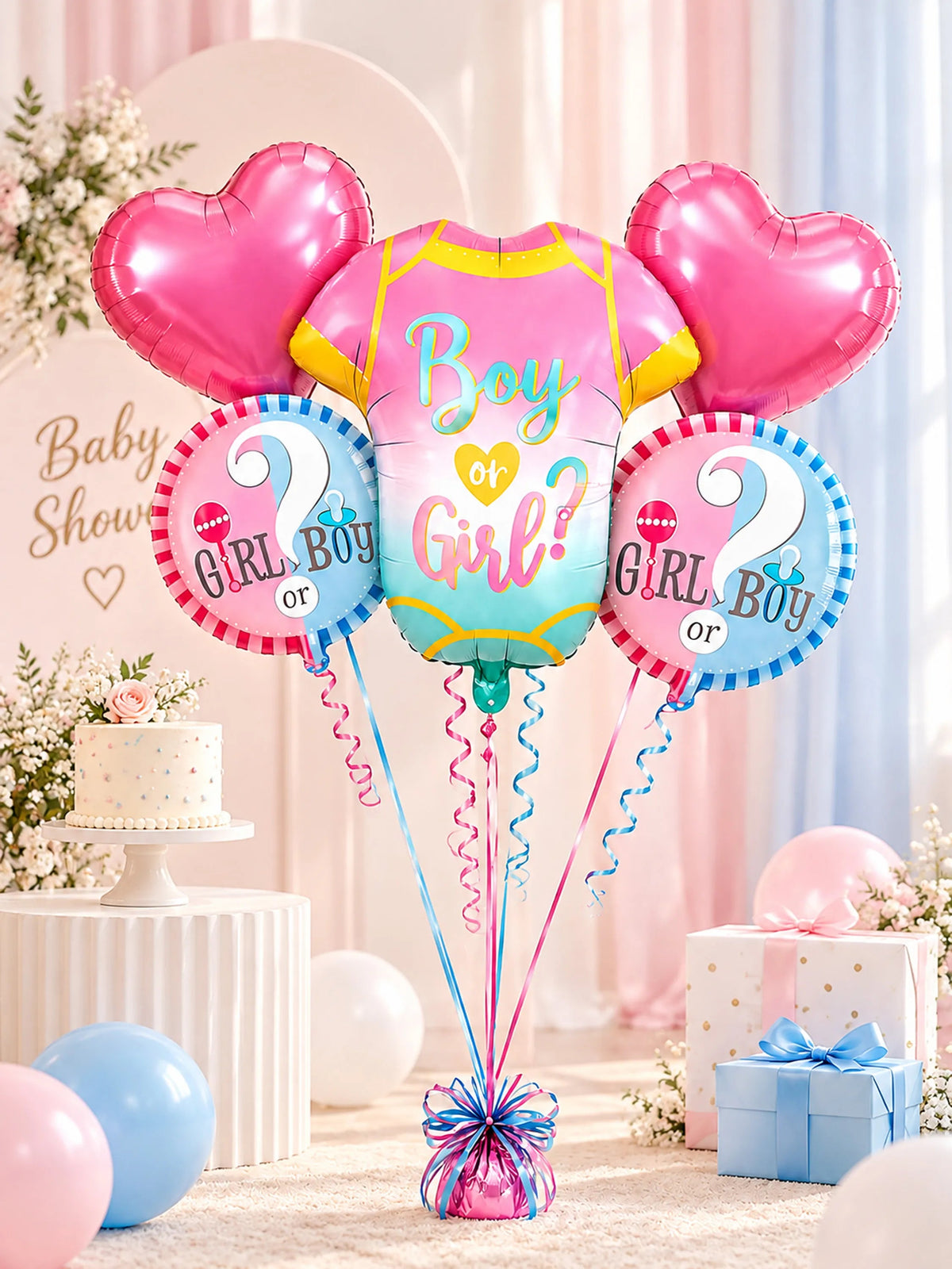 Baby Shower Foil Balloon Boy or Girl Gender Reveal Set 5-Piece
