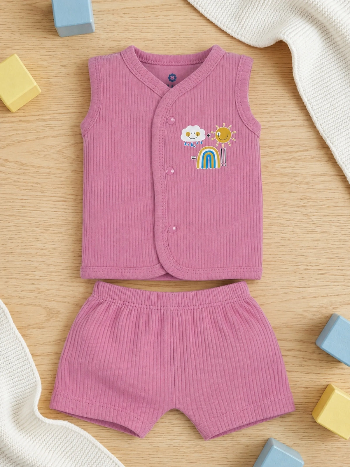 Baby Sleeveless Jabla & Shorts Set - 0-3 Months