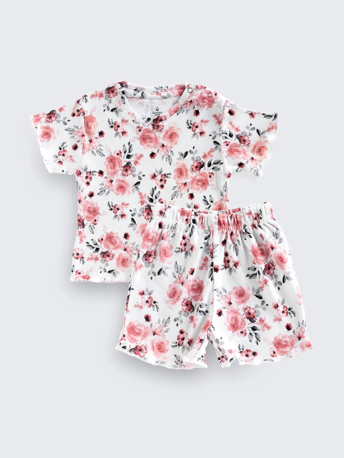 Girls Floral Pink Co-Ord Set with Shorts