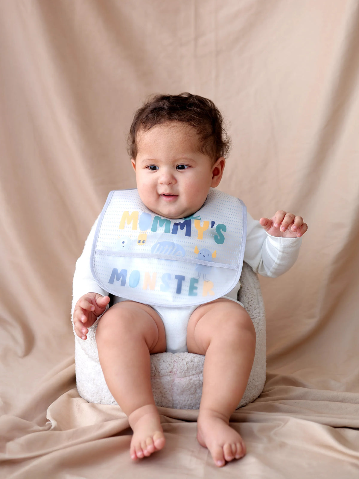 2 Pc Baby Romper Set with 3 Pc Waterproof PEVA Bib Combo