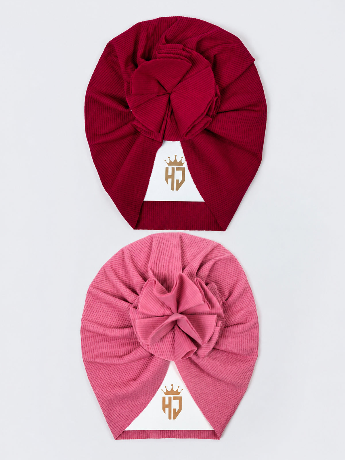 Baby Girls Turban Headwrap - Maroon & Pink