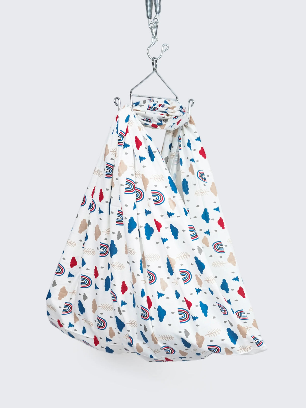 Twill Print Baby Hanging Cradle/Thottil/Jhula - Cloud & Rainbow
