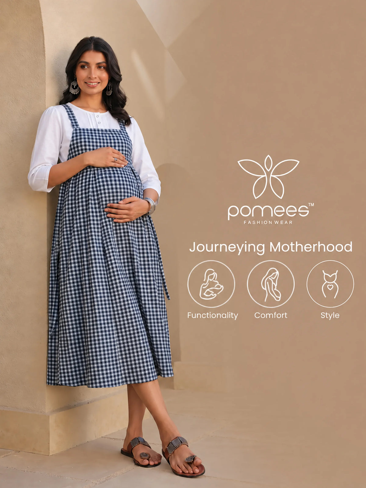 Cotton Printed Maternity Pinafore Dress