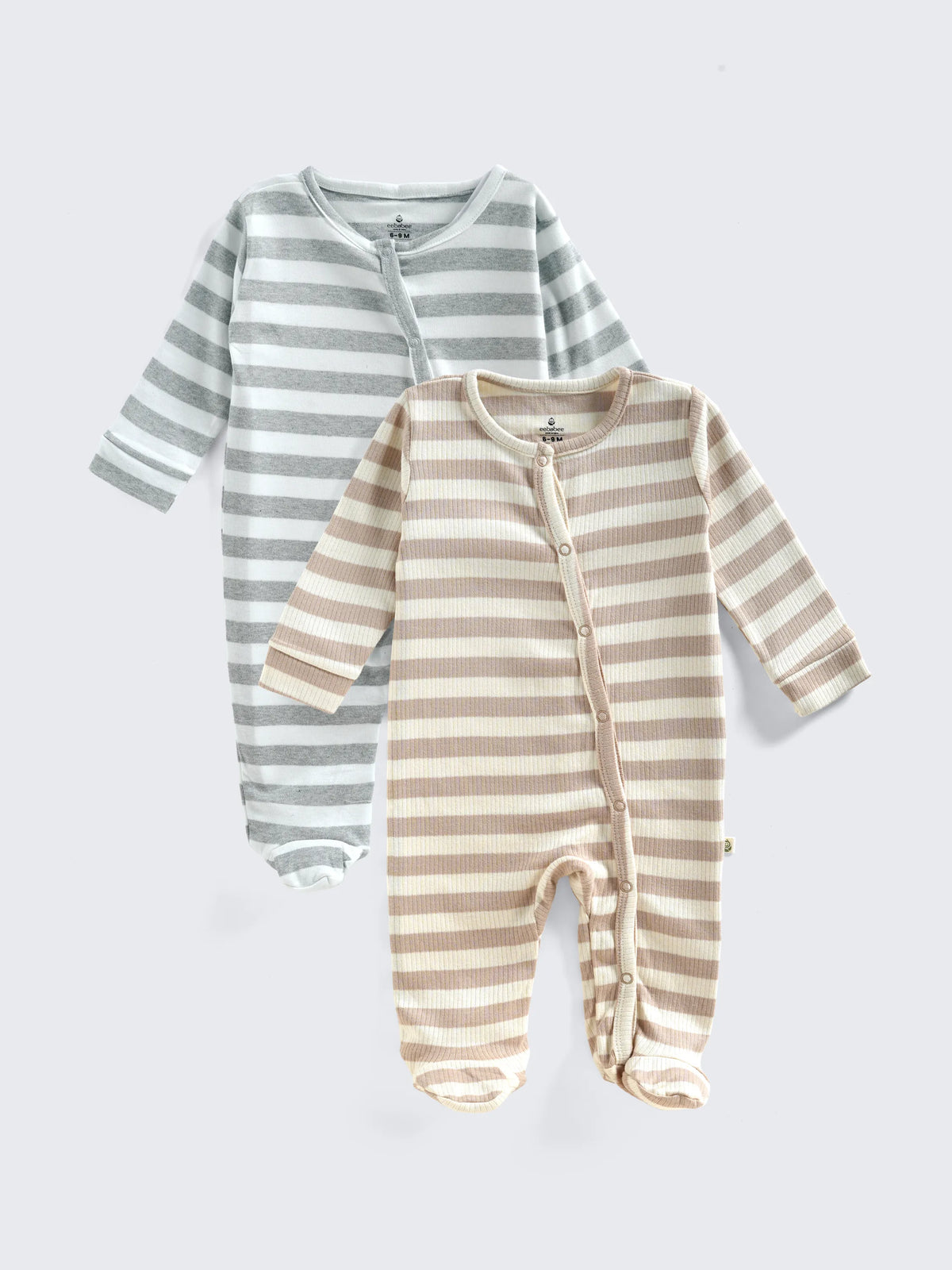 Striped Footed Unisex Sleepsuit for Babies- Combo