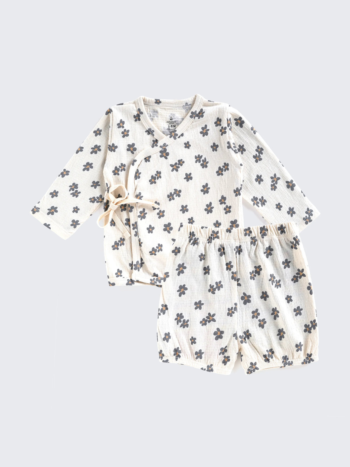 Kimono Style - Floral Wrap Top & Shorts For Baby Girls