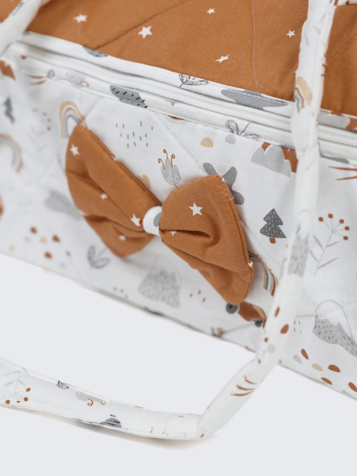 Baby Mother Bag - Orange & White
