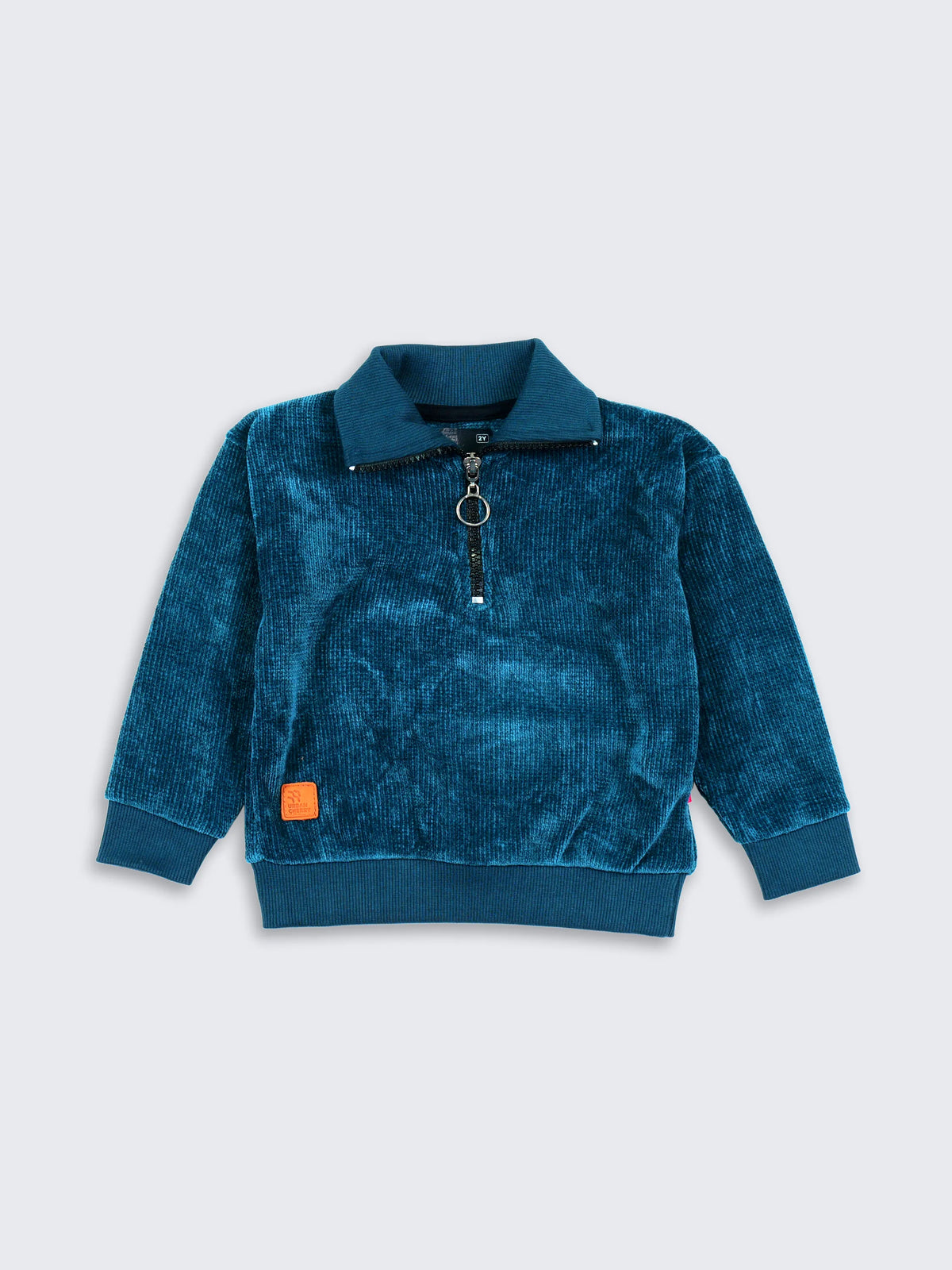 Half-Zip Textured Pullover for Boys Teal Blue