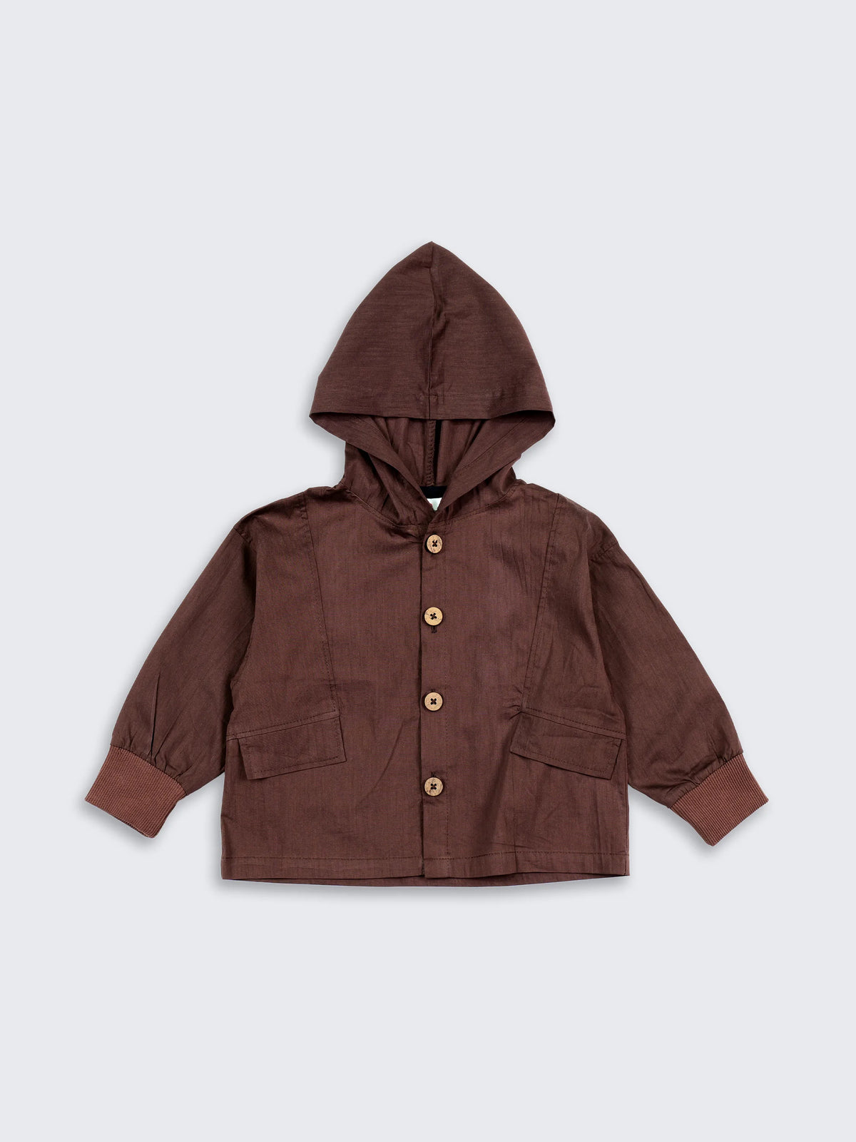 Boys Hooded Button Shirt – Classic Style - Brown