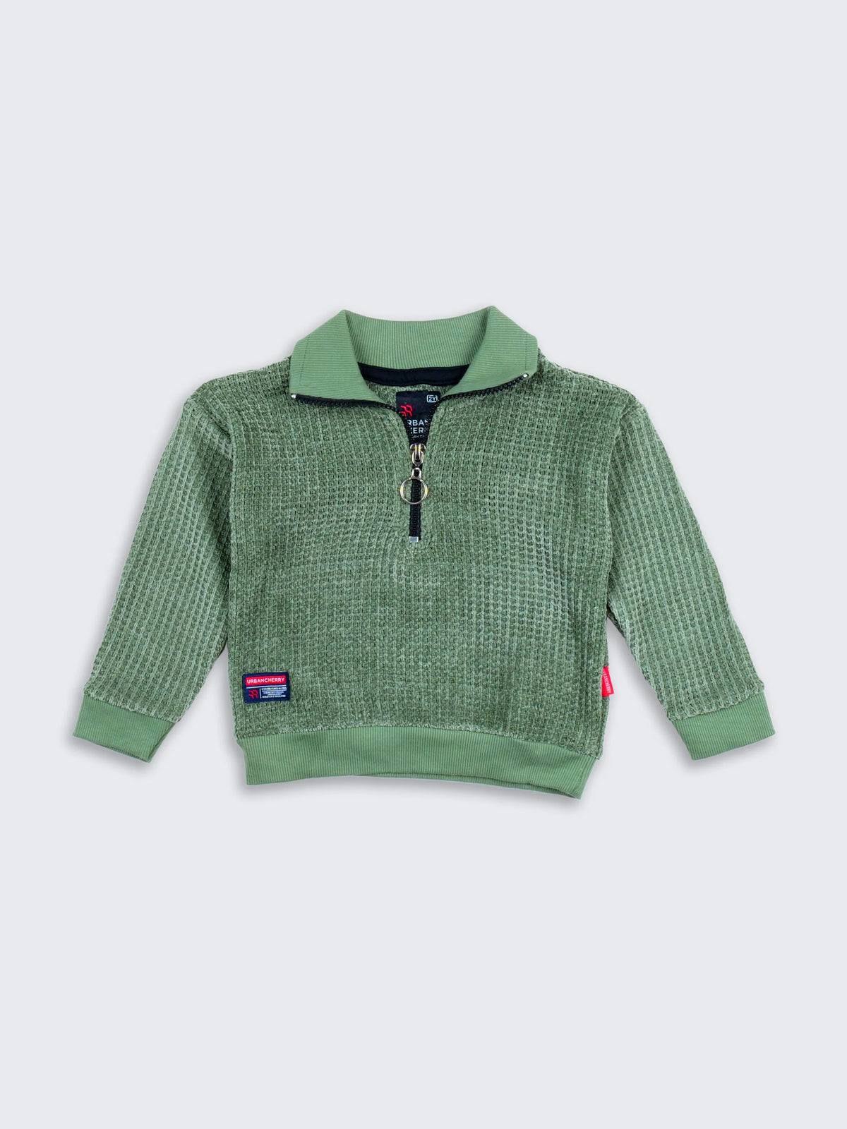 Kids High-Neck Sweatshirt – Olive Green