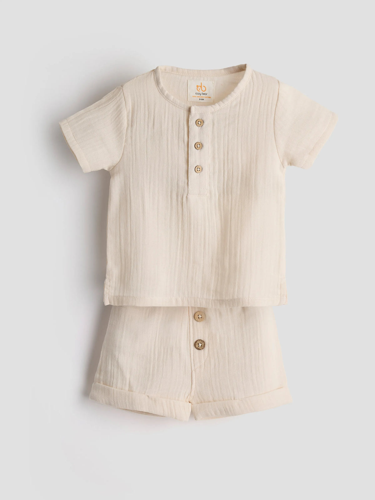 Organic Cotton Muslin Co-ord Set – Sand Beige