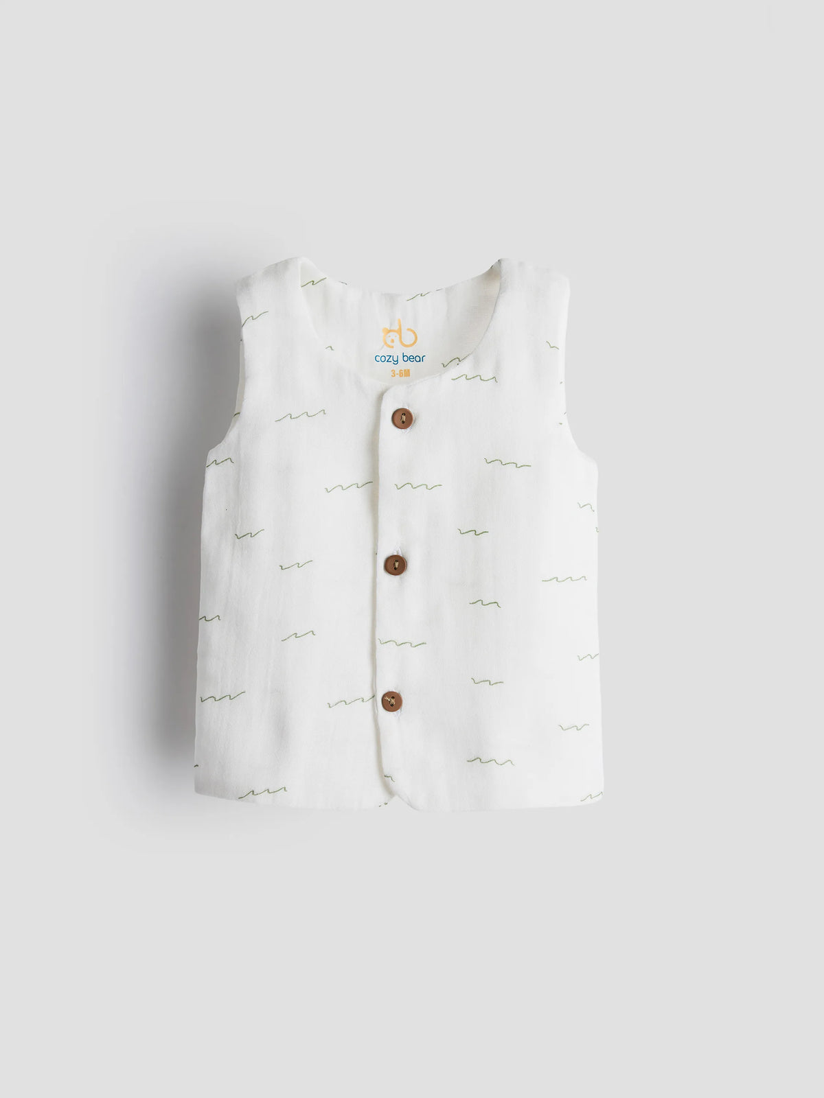 Organic Cotton White Jabla – Green Scribble Print