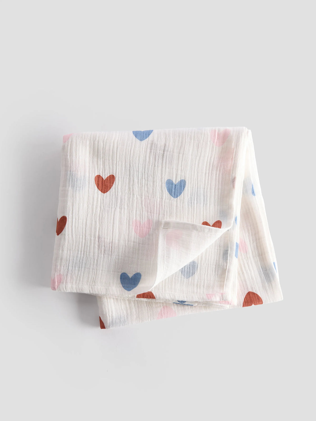 Heart Print Organic Cottton Muslin Swaddle Blanket