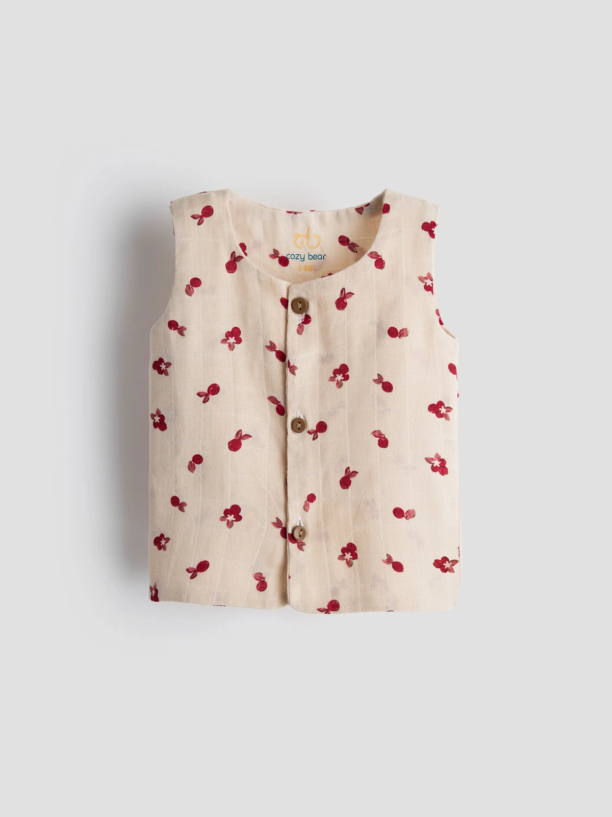 Sleeveless Organic Cotton Jabla with Cherry Blossom Print