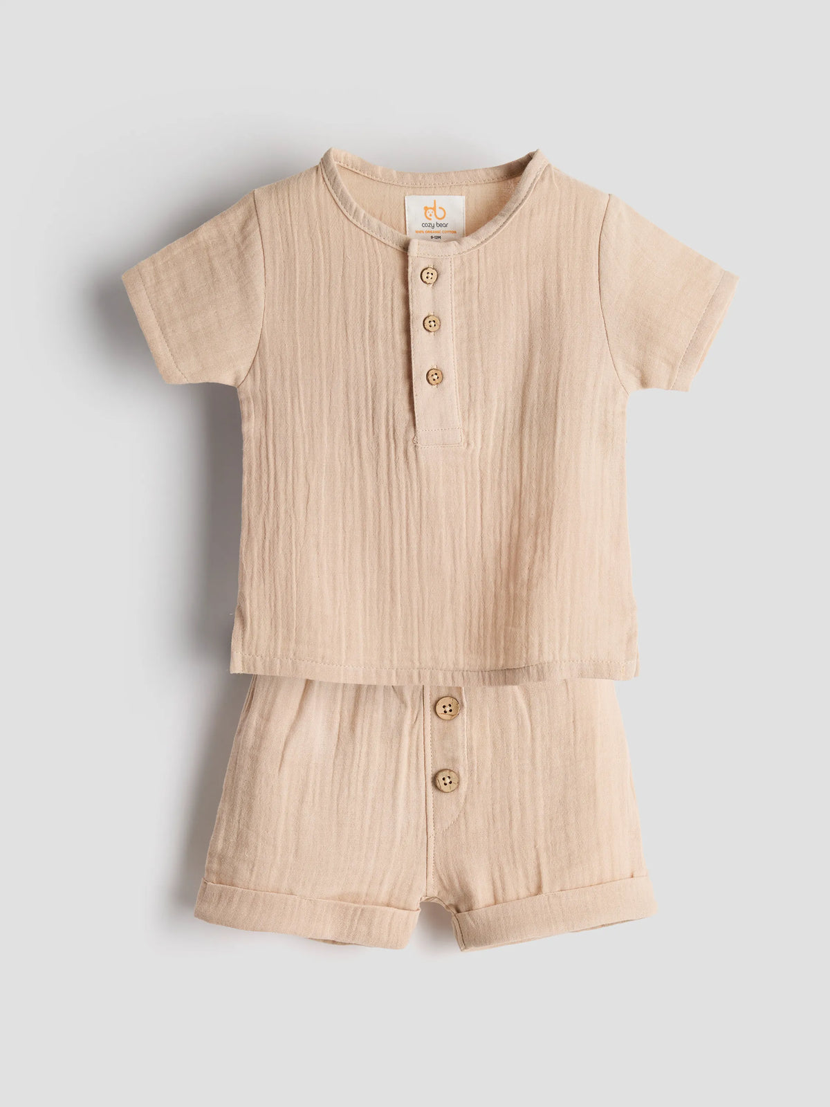 Unisex Baby Beige Organic Cotton Muslin Co-Ord Set