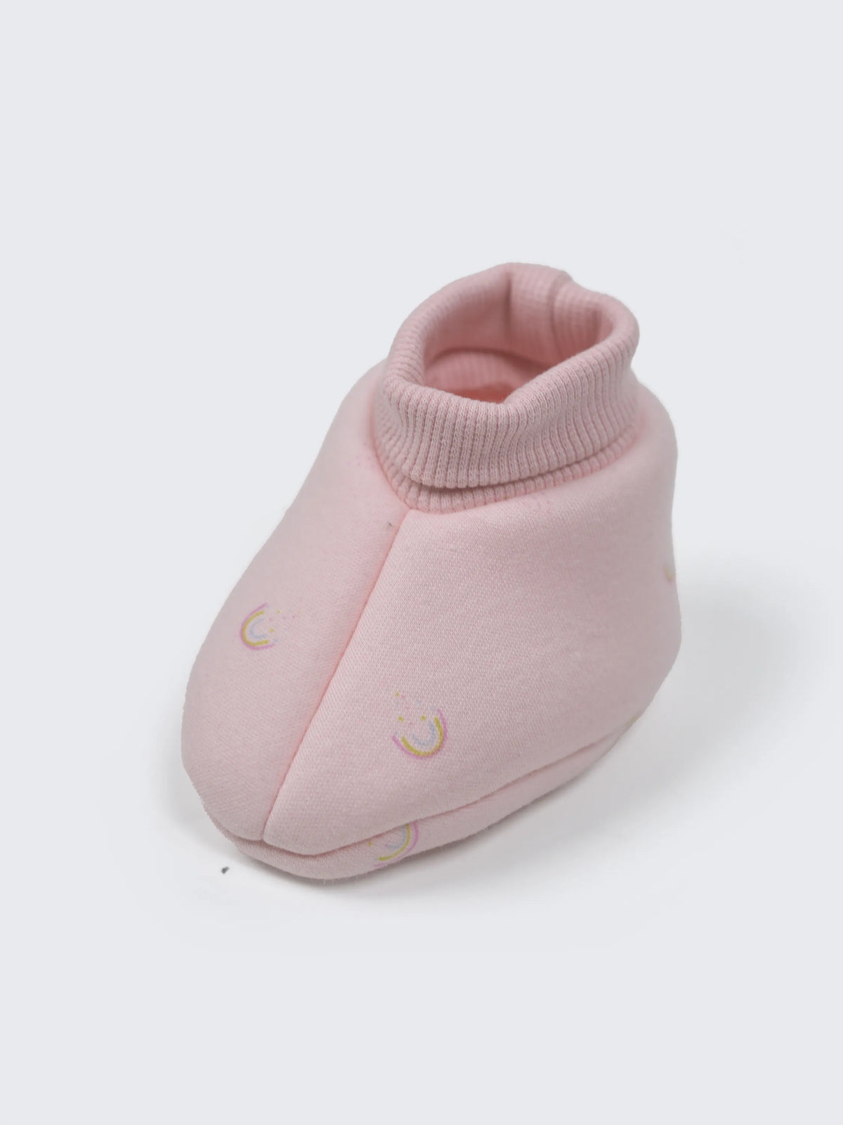 Baby Pink Rainbow Print Cotton Booties - 0-3 Months