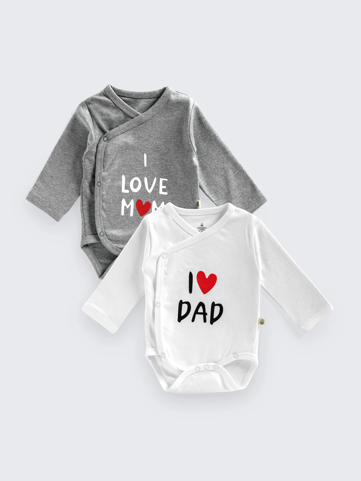 I Love Mom & Dad Kimono- Style Unisex Bodysuit – Pack of 2