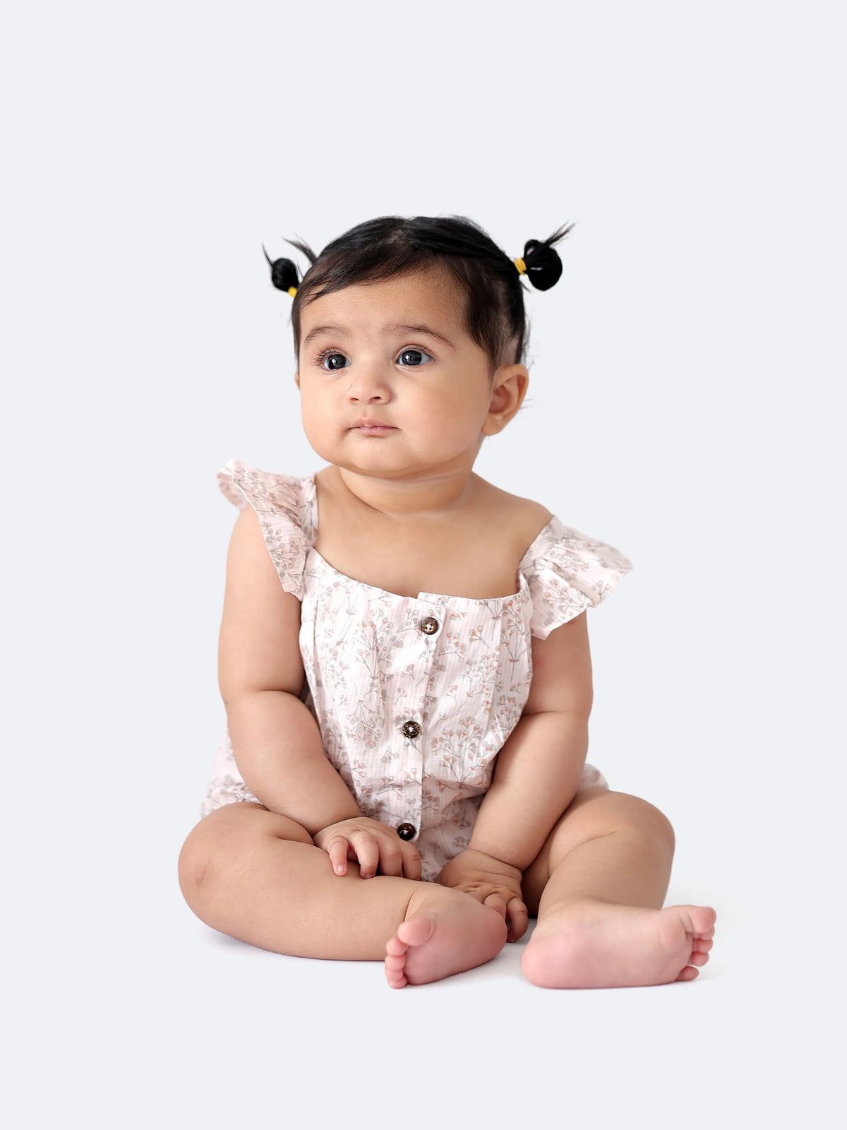 Floral Frill Romper - Soft Pink