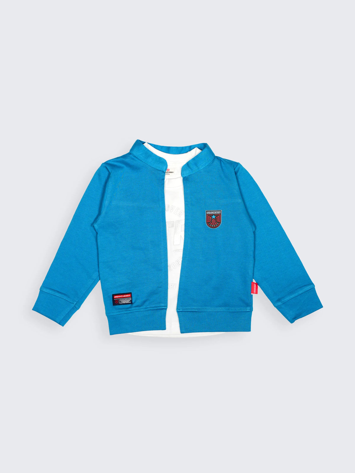 Blue Layered Jacket & T-Shirt Set for Kids