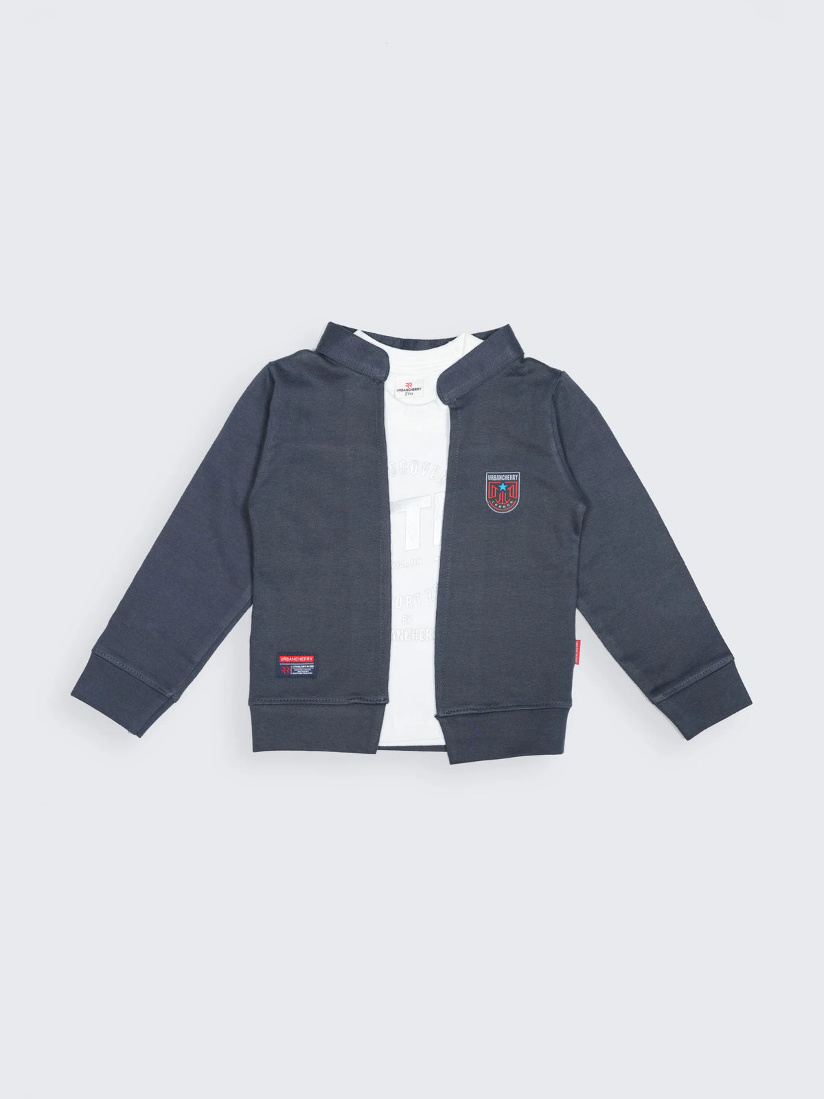 Navy Blue Jacket & Tee Layered Outfit