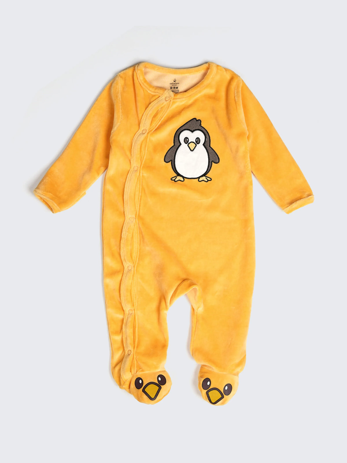 Viral Penguin Yellow Plush Footed Sleepsuit