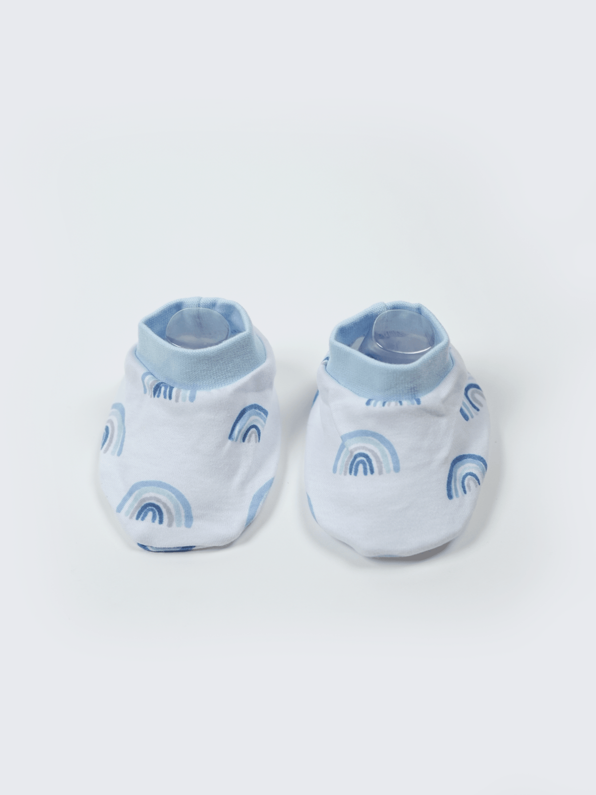 Newborn Cotton Cap, Mittens & Booties Set – Blue Rainbow