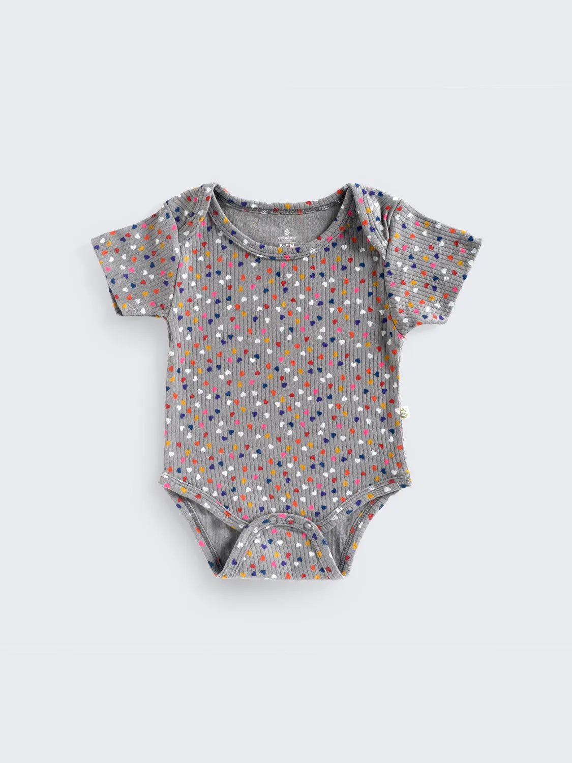 Colorful Hearts on Grey- Unisex Half sleeve Bodysuit