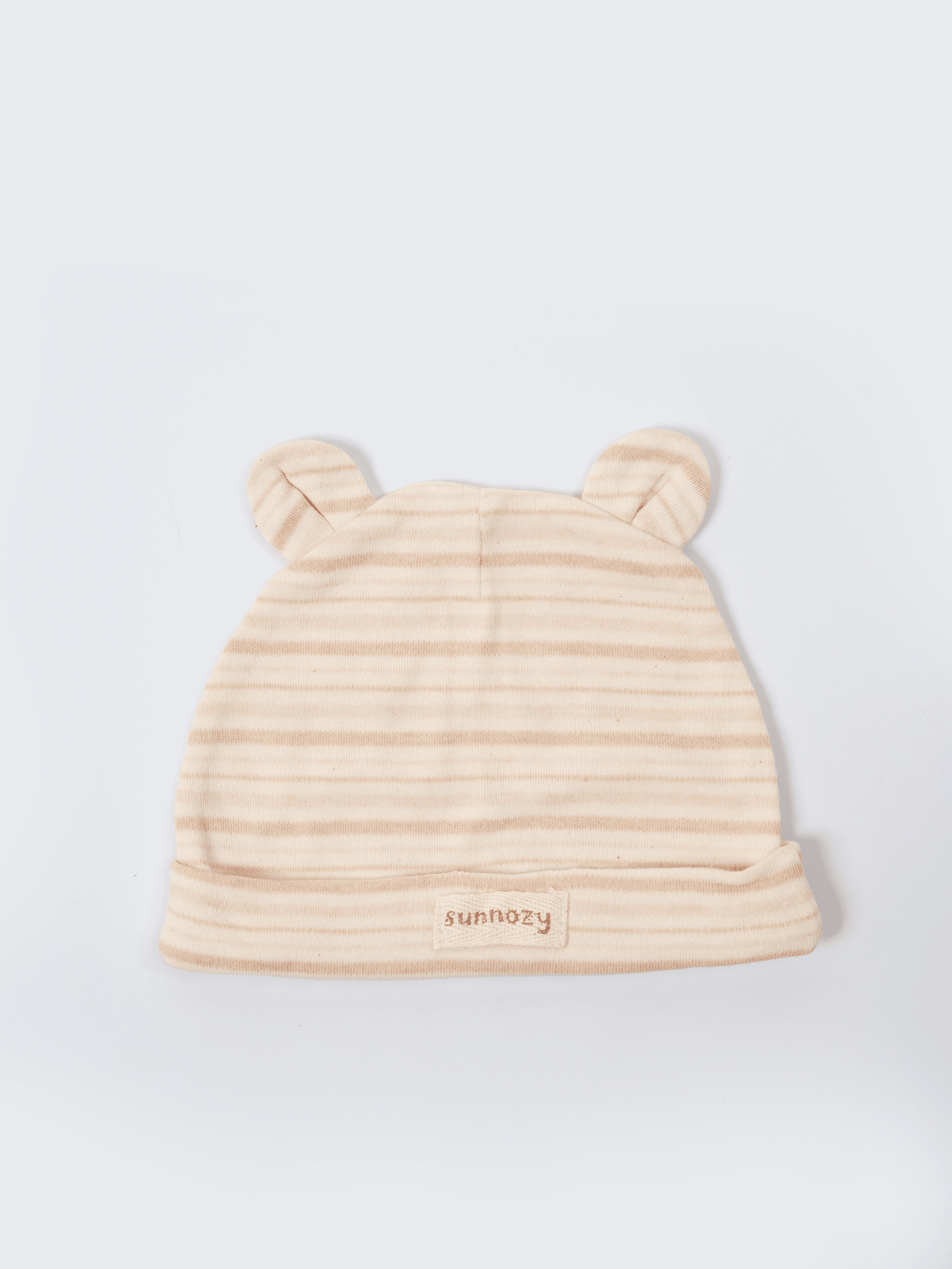 Baby Cap, Mittens & Booties Set – Beige Stripe