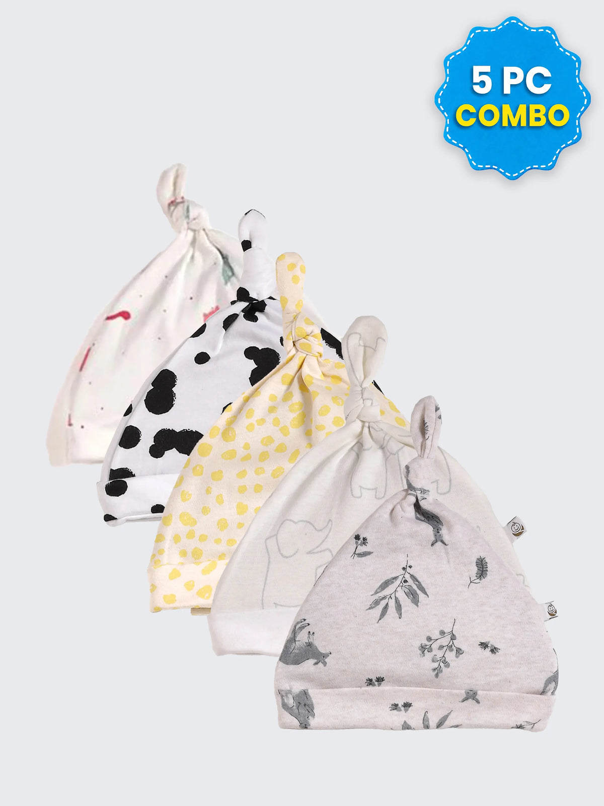 5 Pc Combo Baby & Kids Knot Caps 12-18 Months