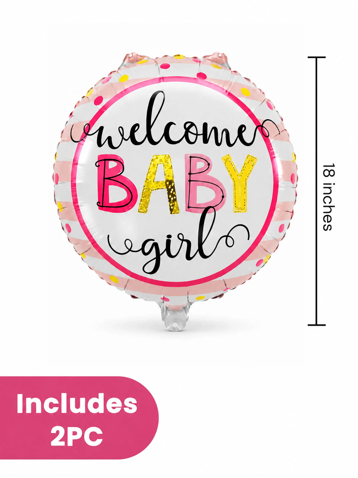 Welcome Baby Girl Foil Balloon Set – 5 Pcs, Pink