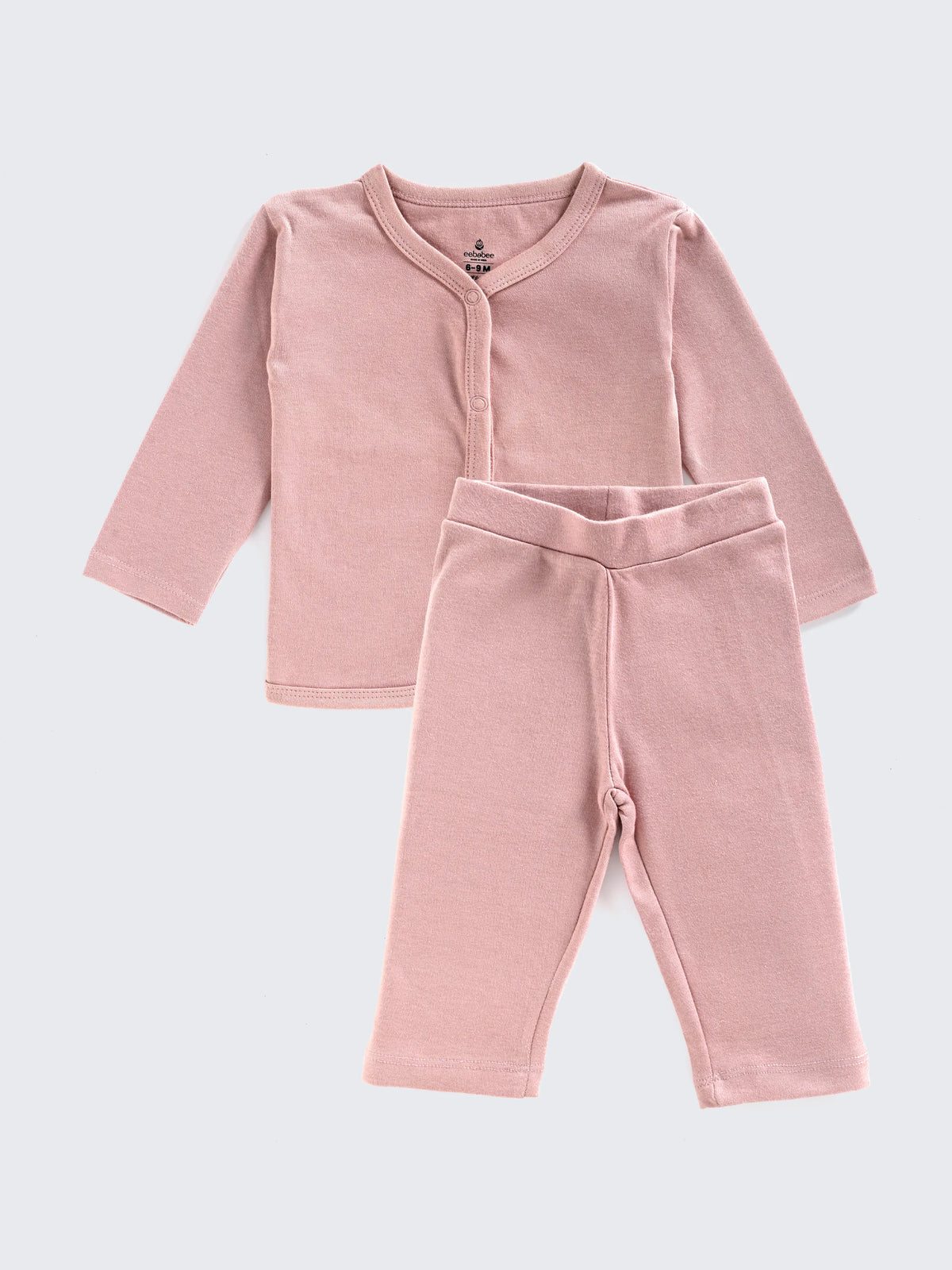 Soft Pink Unisex Full Sleeve Tee & Pant Set
